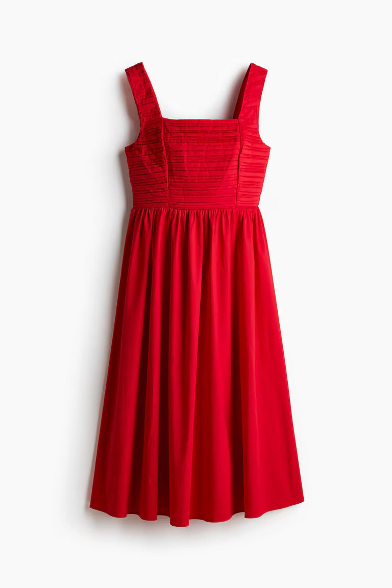 H&M  Pintuck-Detail Dress with Flared Skirt