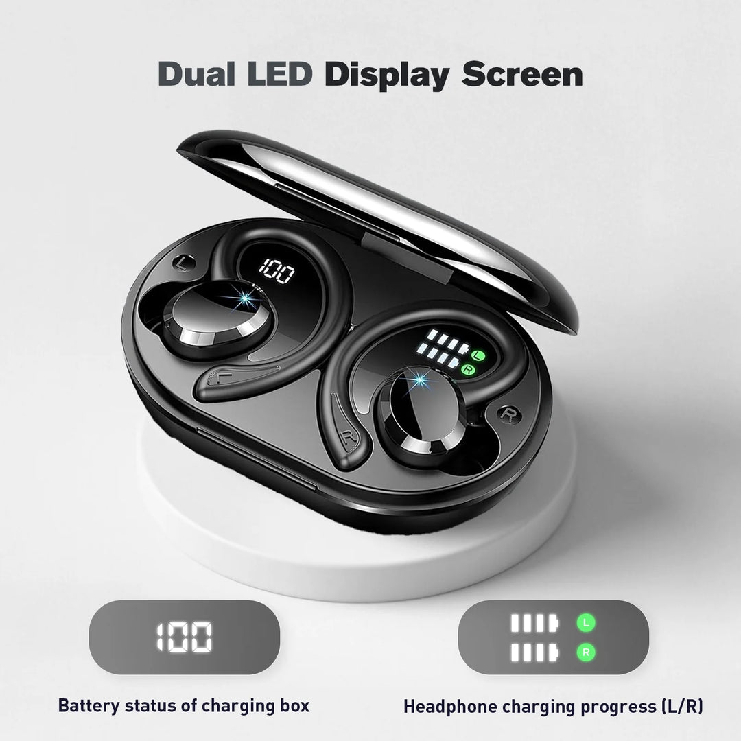 ETEPEHI Wireless Earbuds - Bluetooth Headphones 5.3 Stereo over Ear Buds with Earhooks, ENC Noise Cancelling Mic, IP7 Waterproof Earphone for Workout/Running, Black
