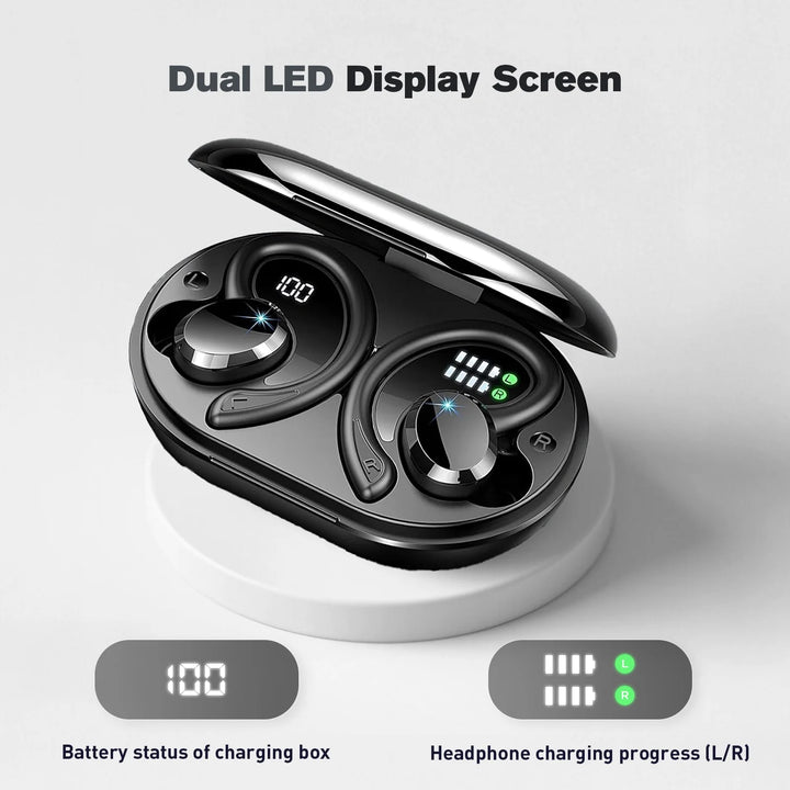 ETEPEHI Wireless Earbuds - Bluetooth Headphones 5.3 Stereo over Ear Buds with Earhooks, ENC Noise Cancelling Mic, IP7 Waterproof Earphone for Workout/Running, Black