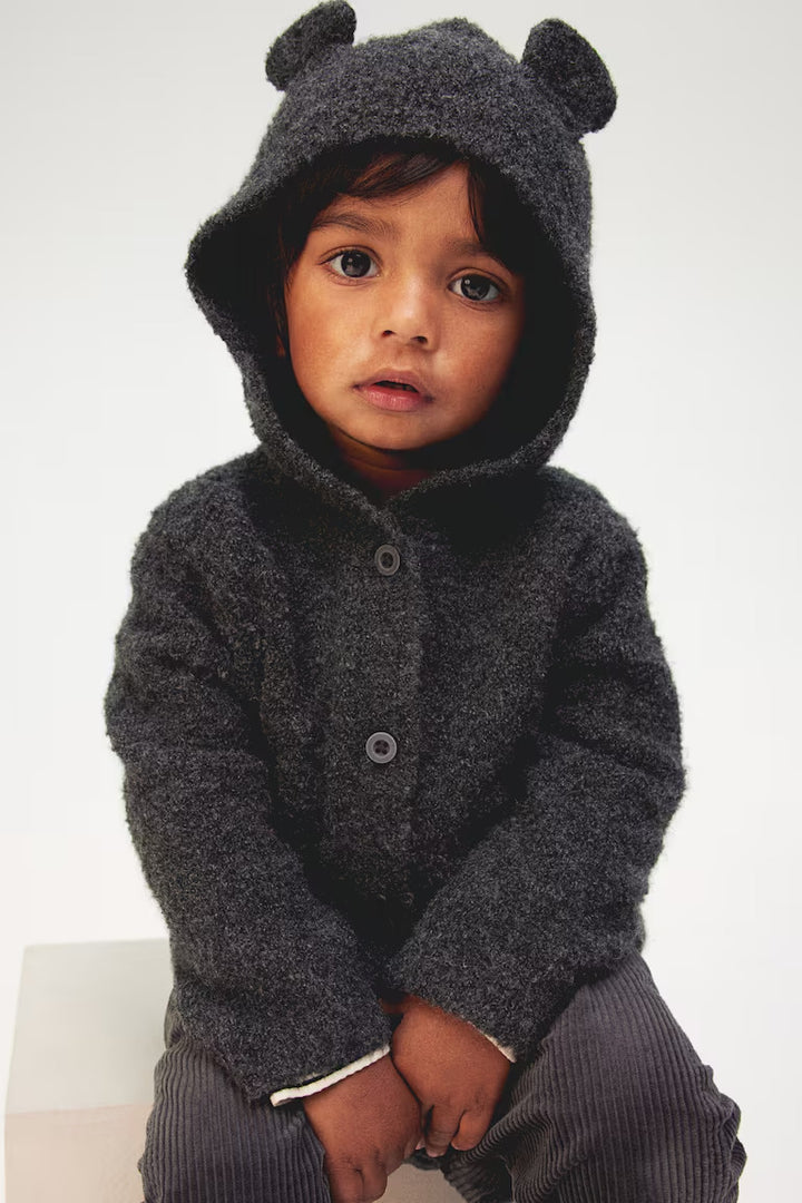 H&M Hooded Bouclé-Knit Cardigan