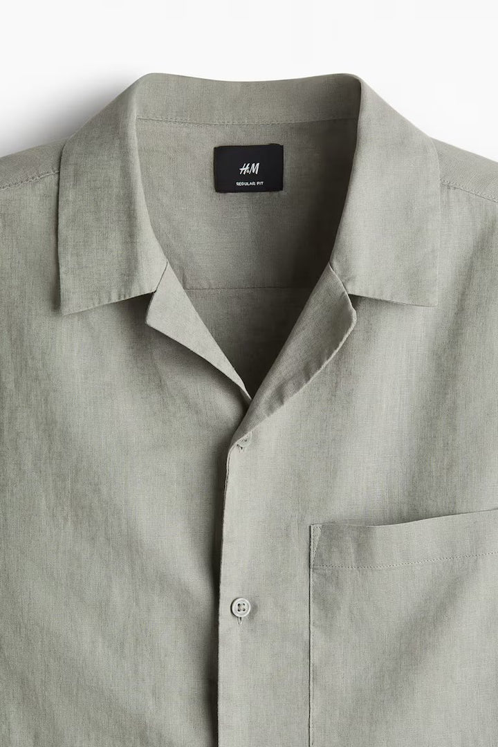 H&M Regular-Fit Short-Sleeved Linen-Blend Shirt