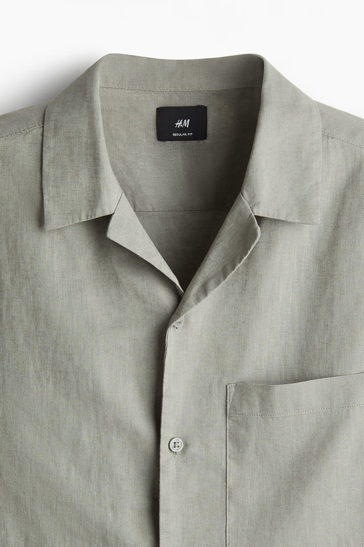 H&M Regular-Fit Short-Sleeved Linen-Blend Shirt
