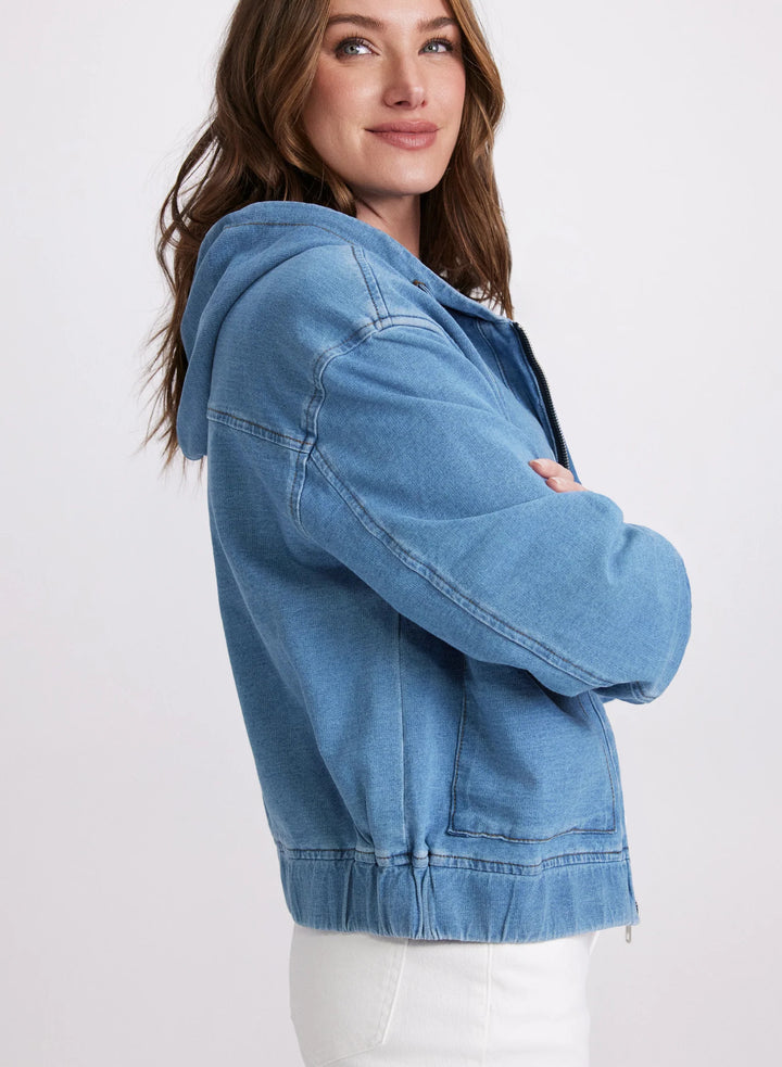 LAURA Hooded Denim Bomber Jacket
