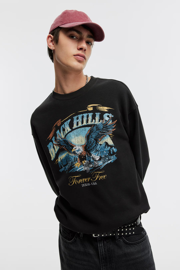 H&M Loose Fit Printed Sweatshirt