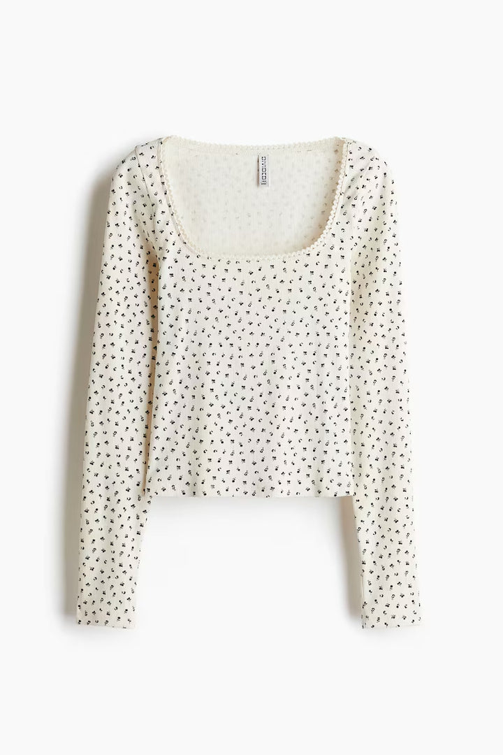 H&M Picot-Trimmed Cotton Top