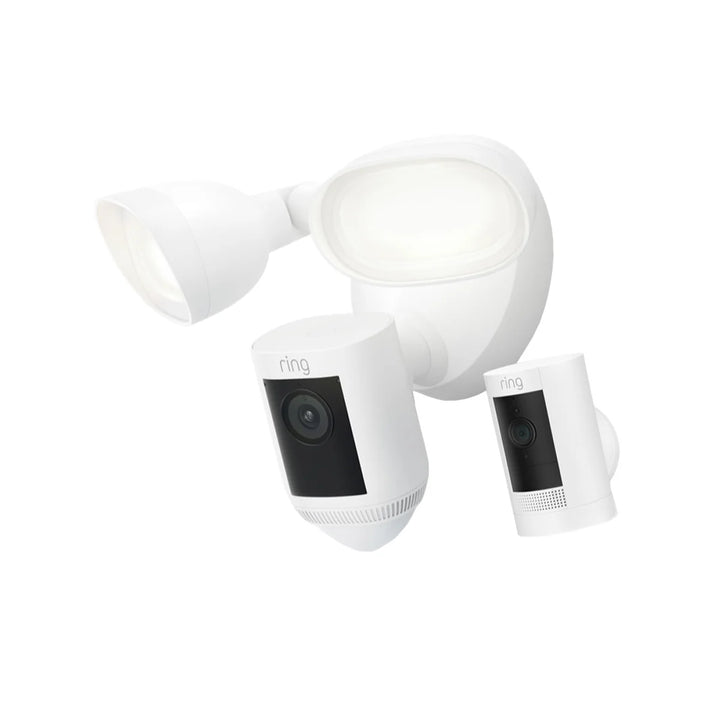 Ring Wired Floodlight Cam Pro with 2K Video and Outdoor Cam (Stick Up Cam) Battery Security Camera Bundle