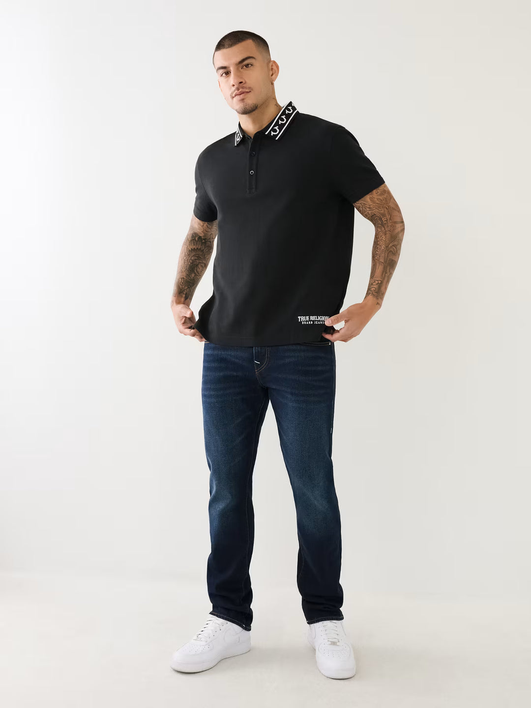 TRUE RELIGION EMBROIDERED TRUE RELIGION POLO SHIRT