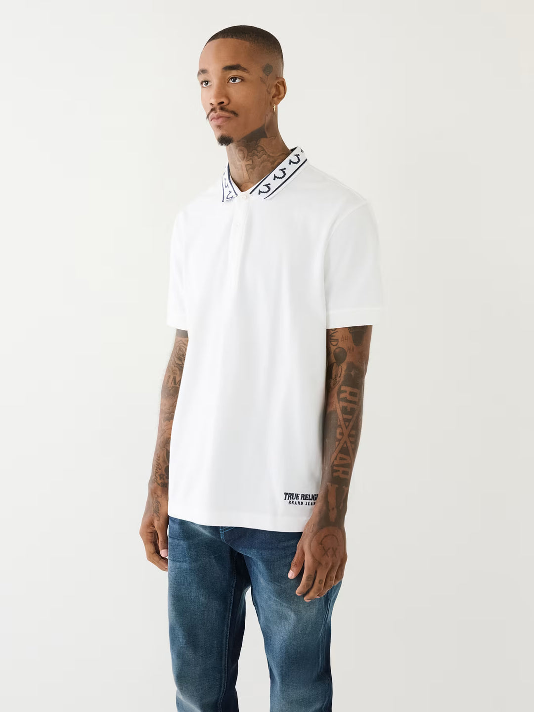 TRUE RELIGION EMBROIDERED TRUE RELIGION POLO SHIRT