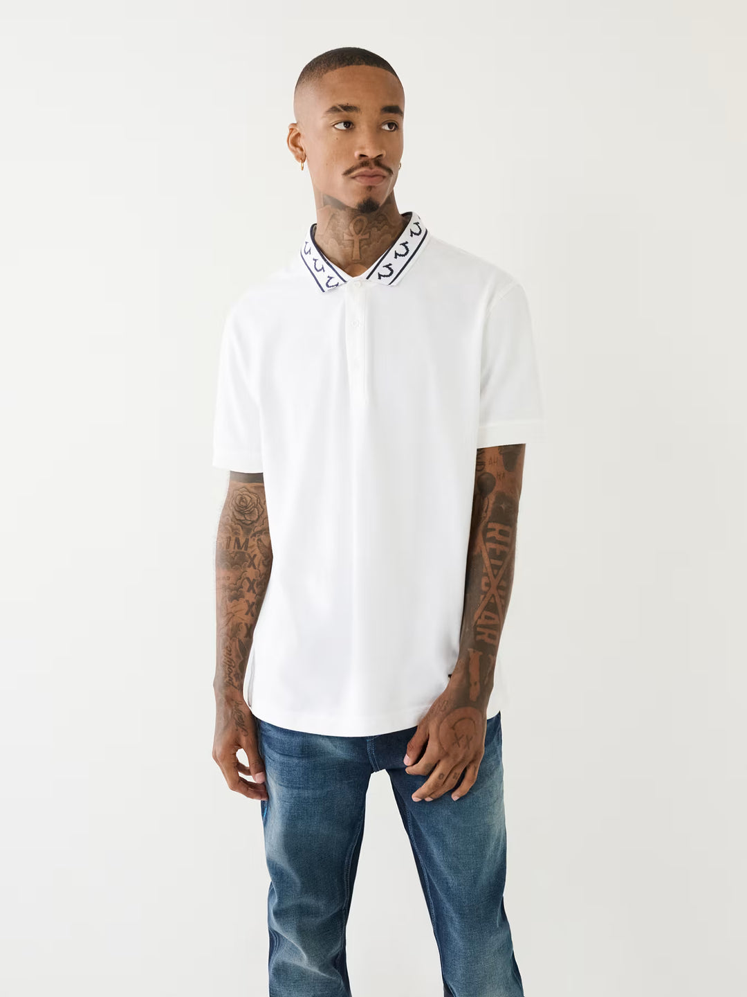 TRUE RELIGION EMBROIDERED TRUE RELIGION POLO SHIRT