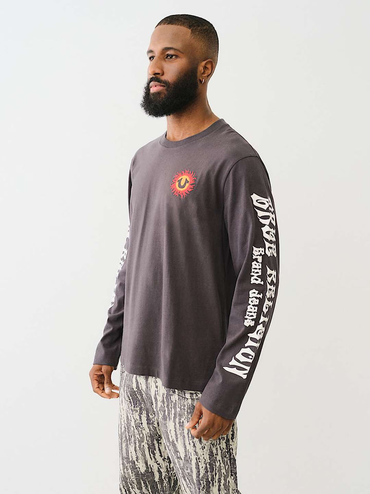 TRUE RELIGION BLAZING HORSESHOE LONG SLEEVE TEE