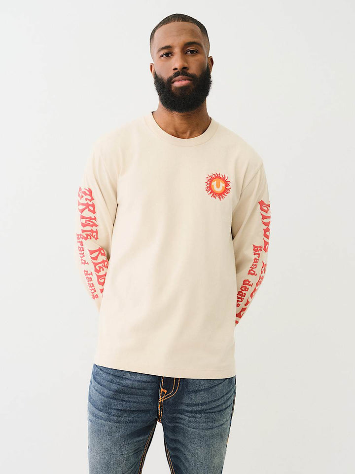 TRUE RELIGION BLAZING HORSESHOE LONG SLEEVE TEE