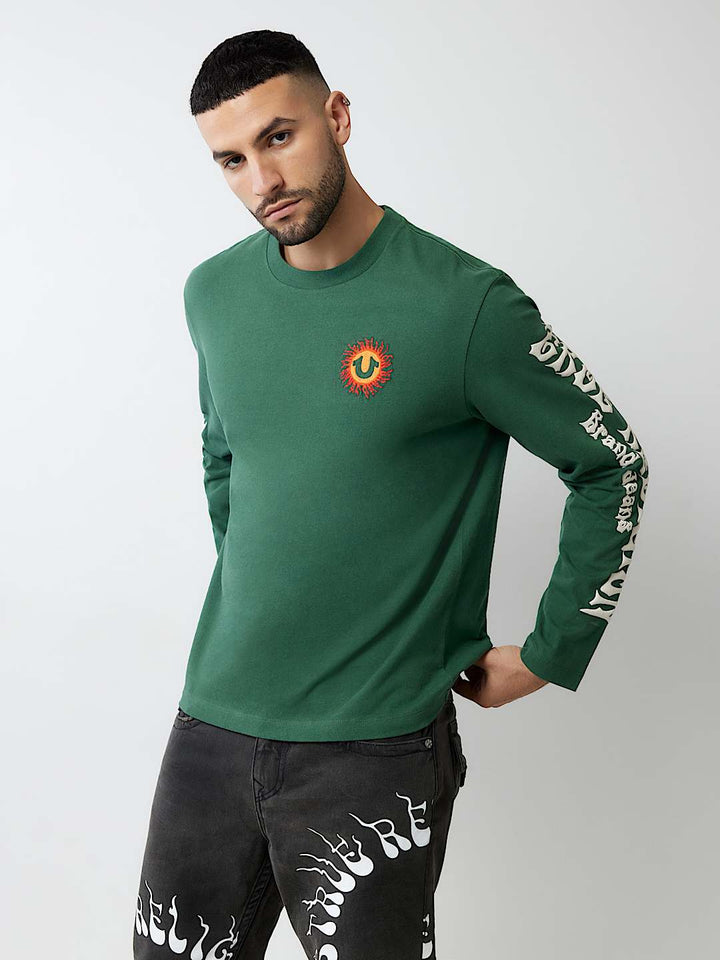 TRUE RELIGION BLAZING HORSESHOE LONG SLEEVE TEE