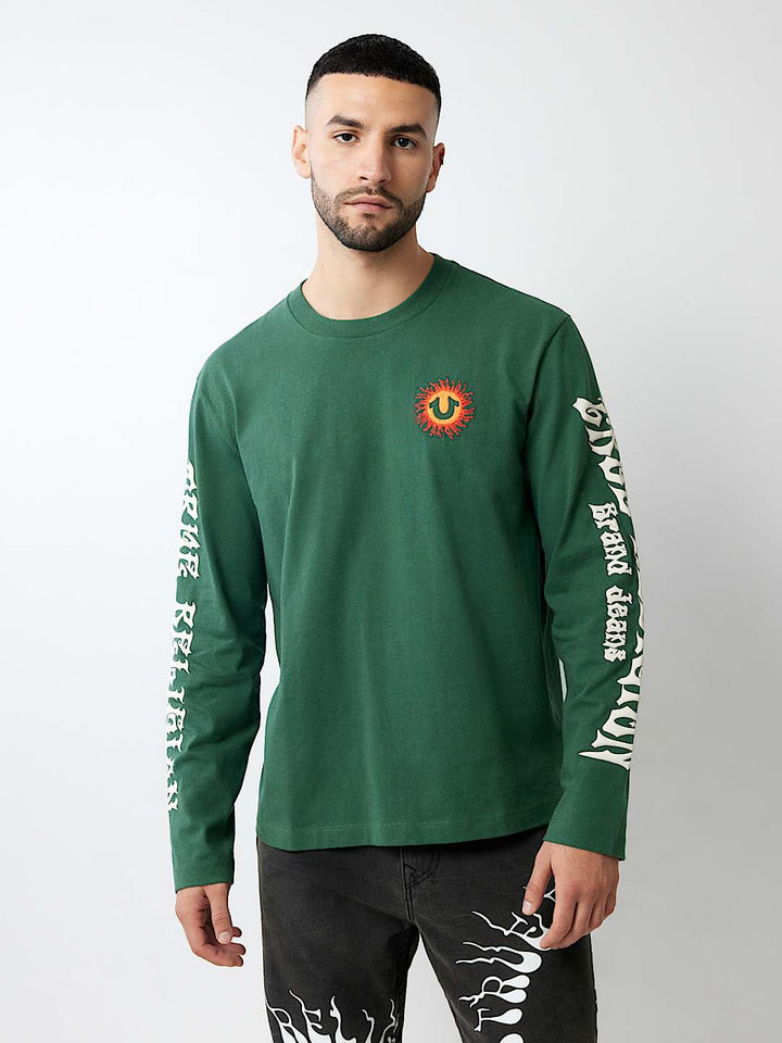 TRUE RELIGION BLAZING HORSESHOE LONG SLEEVE TEE