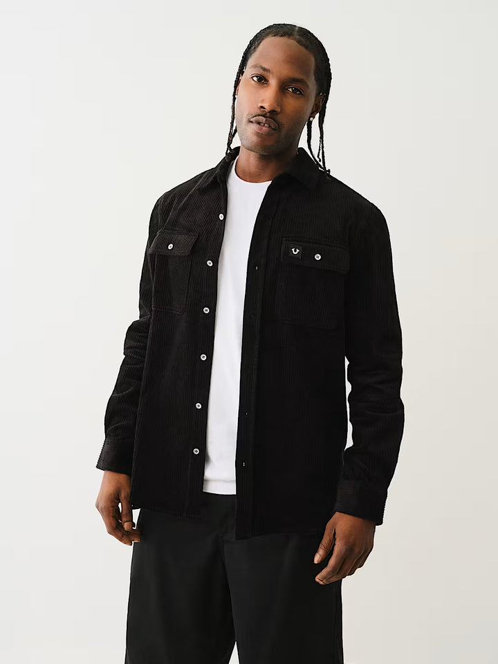 TRUE RELIGION CORDUROY LONG SLEEVE WORKWEAR SHIRT