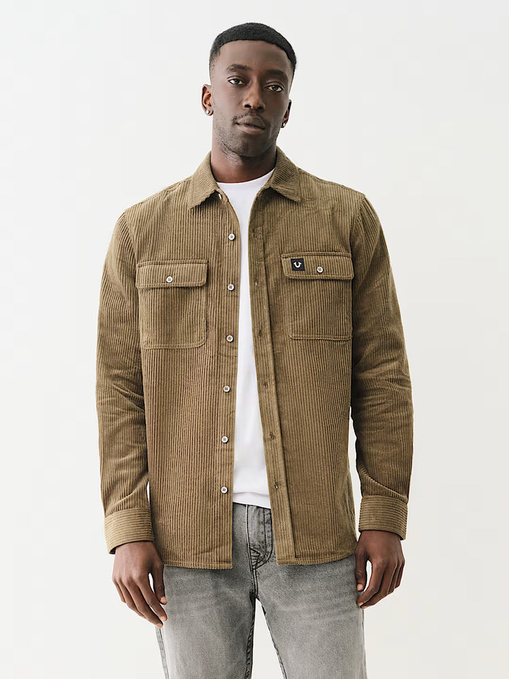 TRUE RELIGION CORDUROY LONG SLEEVE WORKWEAR SHIRT
