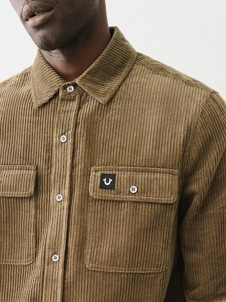 TRUE RELIGION CORDUROY LONG SLEEVE WORKWEAR SHIRT