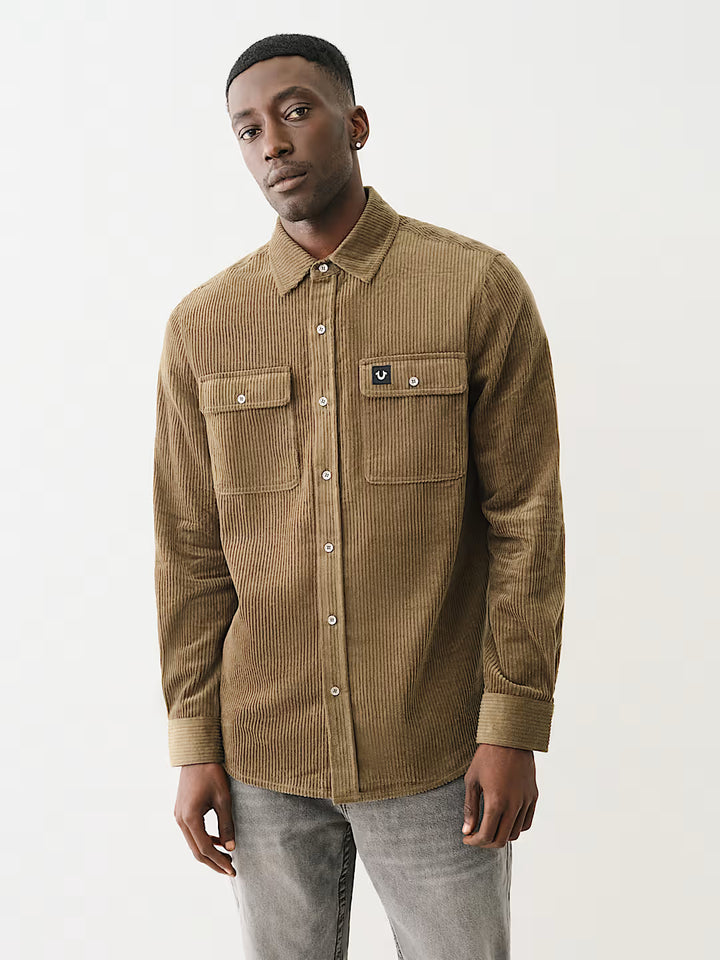 TRUE RELIGION CORDUROY LONG SLEEVE WORKWEAR SHIRT