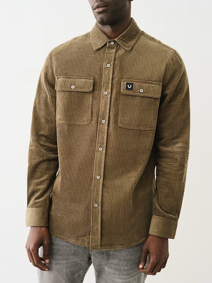 TRUE RELIGION CORDUROY LONG SLEEVE WORKWEAR SHIRT