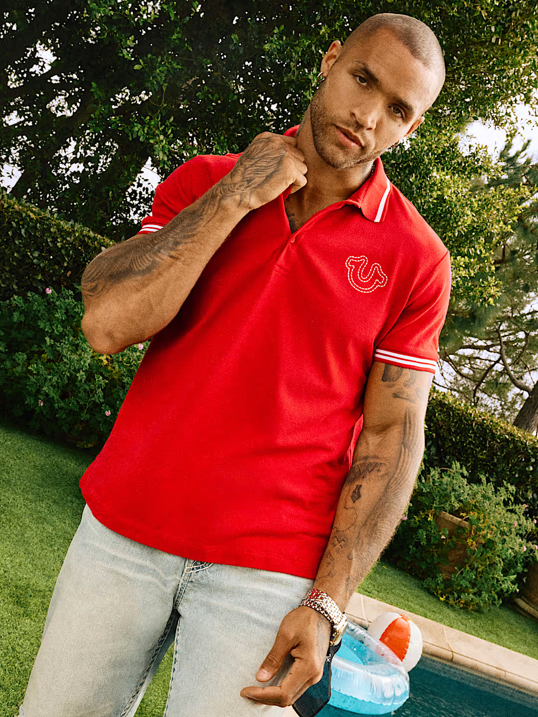 TRUE RELIGION BIG T HORSESHOE POLO SHIRT