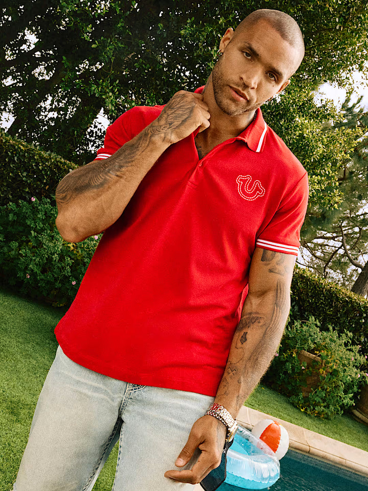 TRUE RELIGION BIG T HORSESHOE POLO SHIRT
