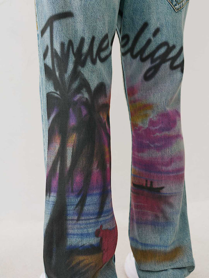 True Religion RICKY AIRBRUSH FLAP STRAIGHT JEAN 34”