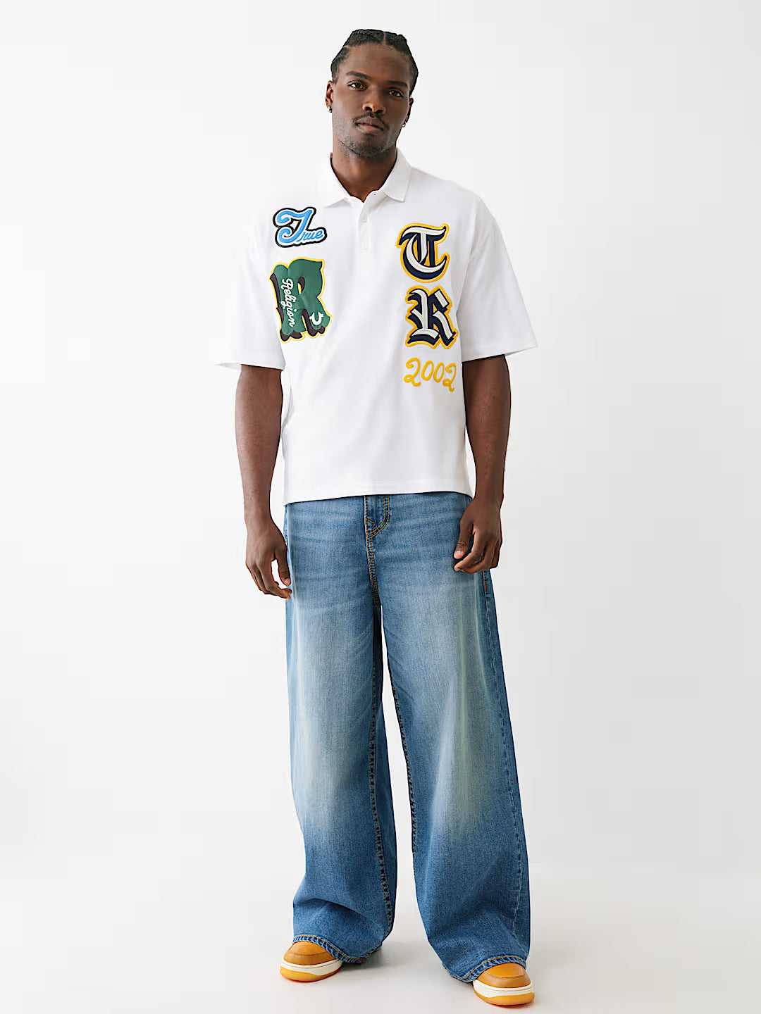 TRUE RELIGION OVERSIZED PATCH POLO SHIRT