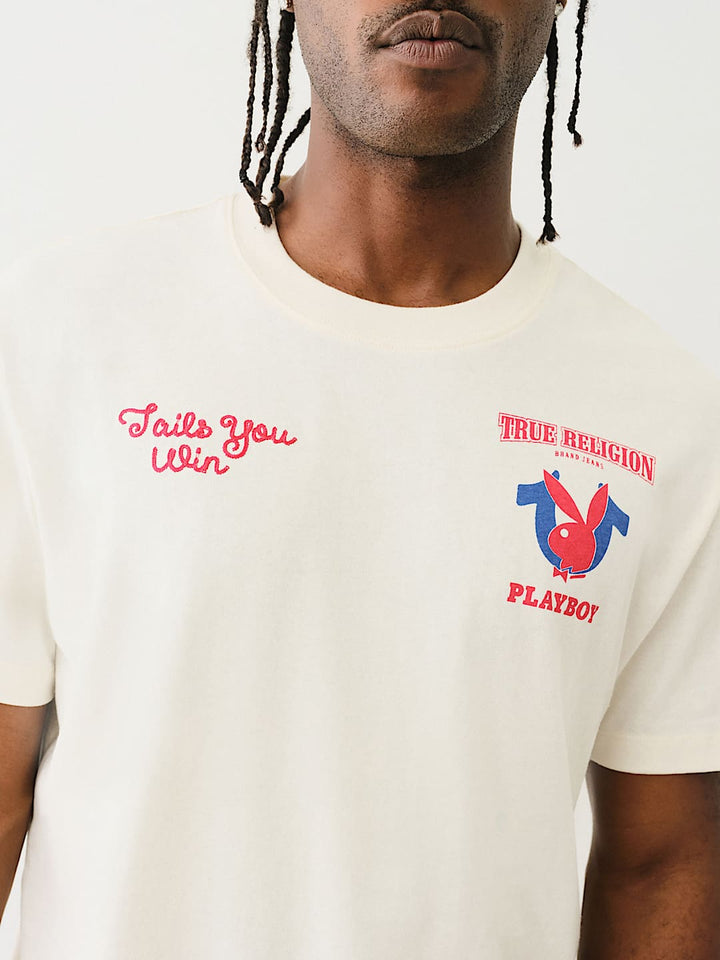TRUE RELIGION X PLAYBOY 'TAILS YOU WIN' TEE