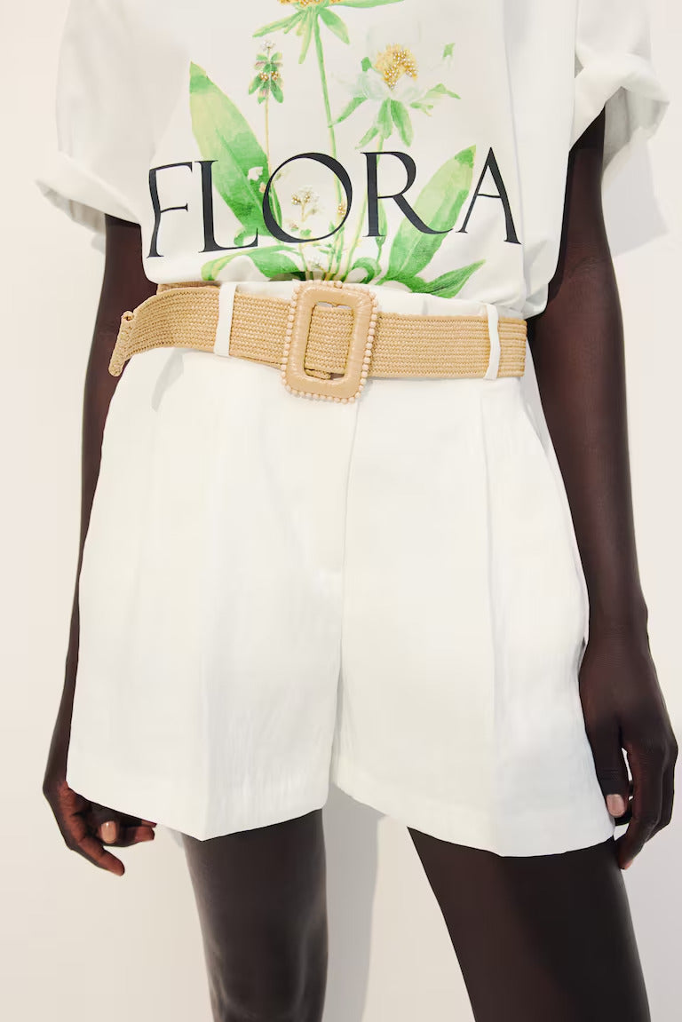 H&M BELTED TWILL SHORTS
