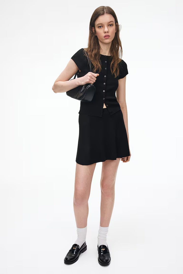 H&M FLARED FINE-KNIT SKIRT