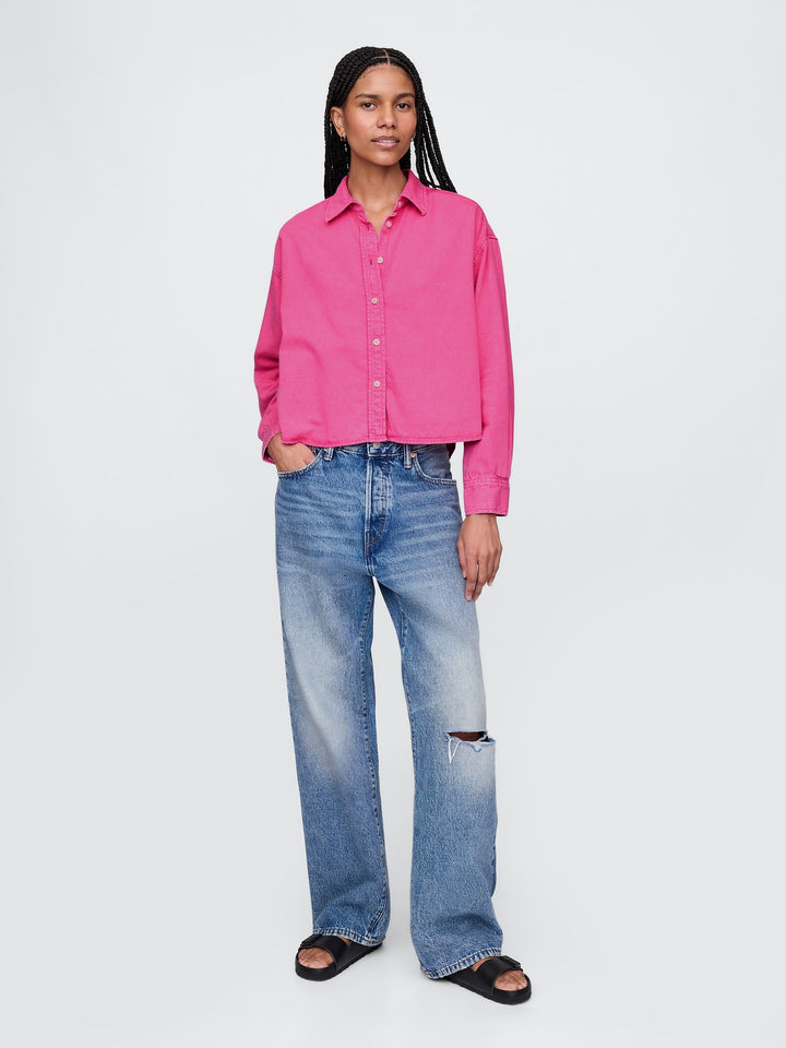Gap UltraSoft Denim Cropped Big Shirt