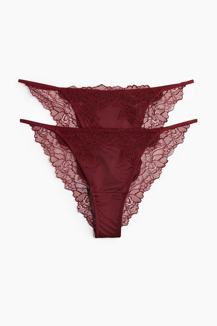H&M 2-PACK MICROFIBRE AND LACE TANGA BRIEFS