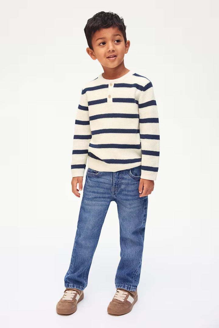 H&M WAFFLE-KNIT HENLEY SWEATER
