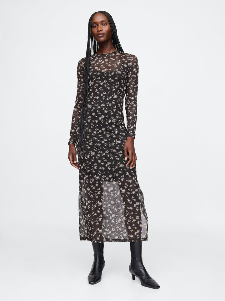 Gap Mesh Midi Dress