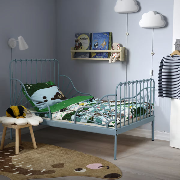 IKEA MINNEN Ext bed frame with slatted bed base, white, 38 1/4x74 3/4 "