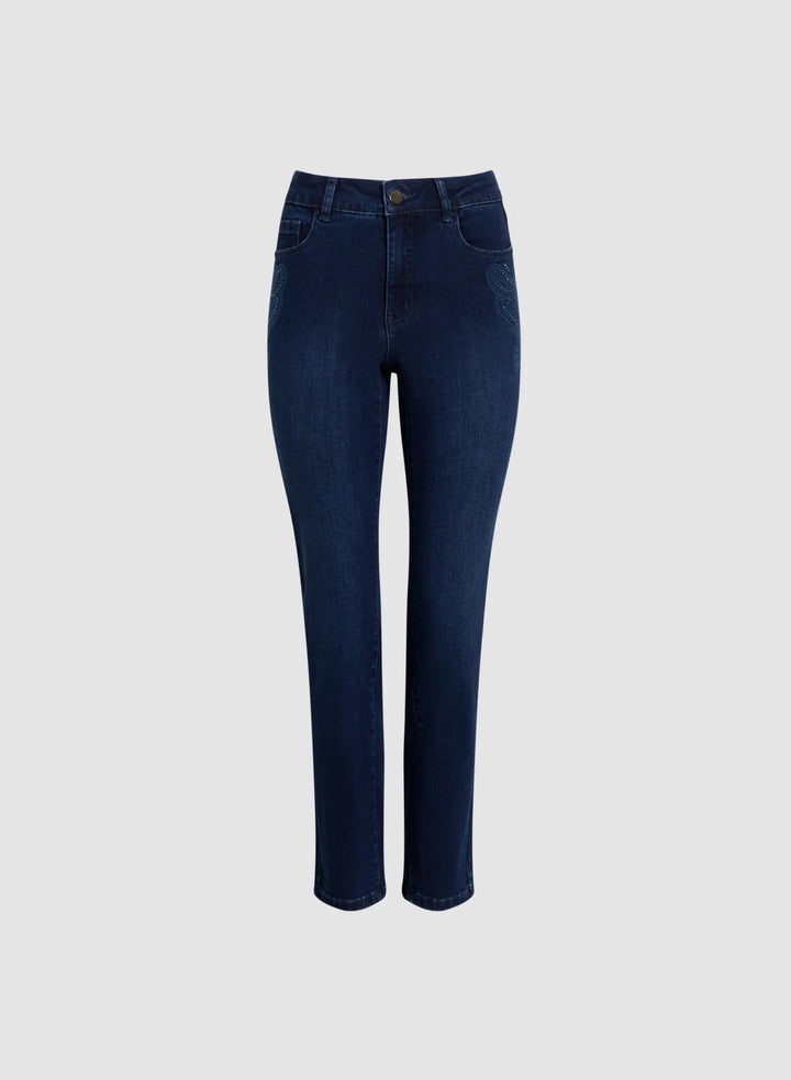 LAURA Embroidered Straight Leg Jeans