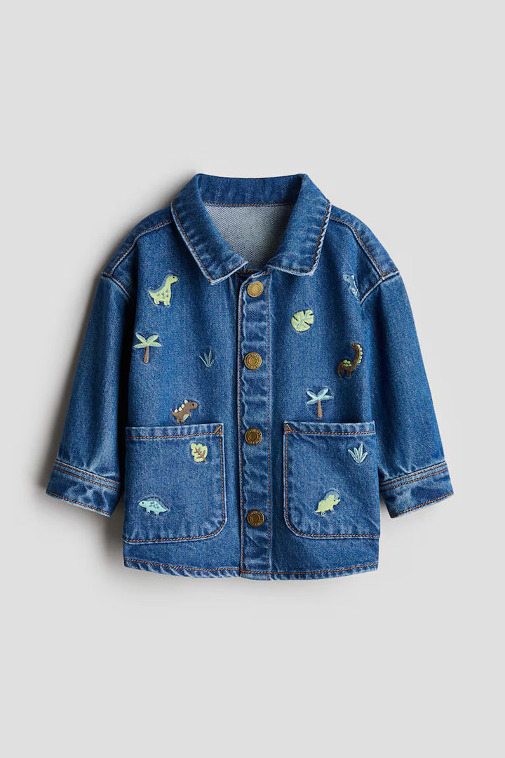 H&M Embroidered-Detail Denim Shacket