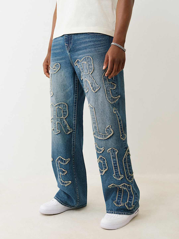 True Religion VINNY TRUE APPLIQUE BAGGY JEAN