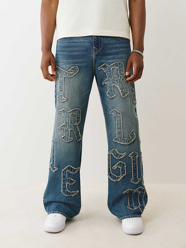 True Religion VINNY TRUE APPLIQUE BAGGY JEAN