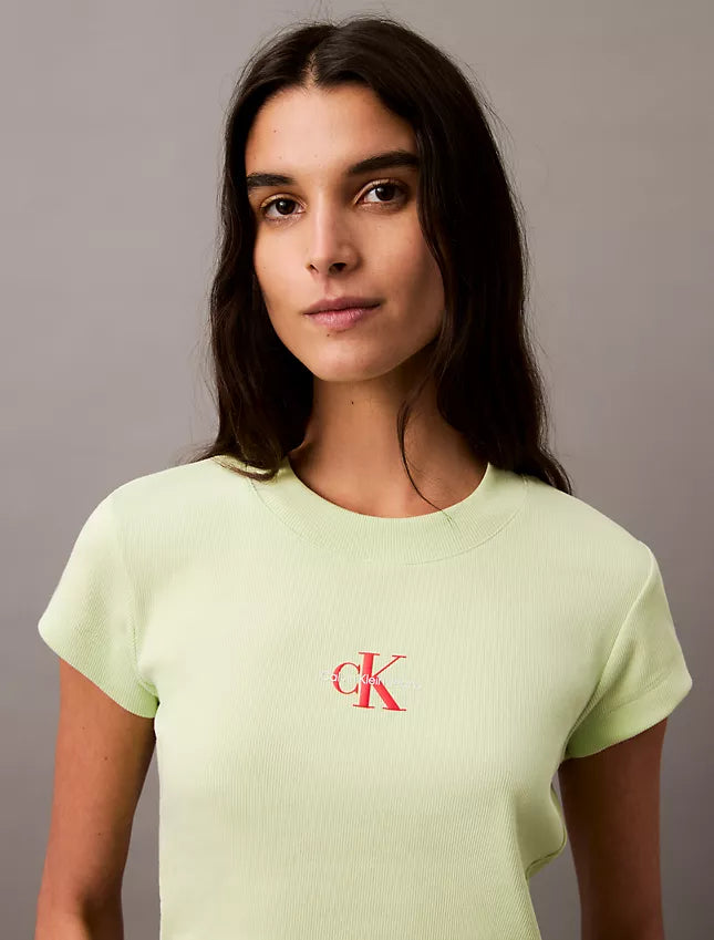 Calvin Klein Monogram Logo Ribbed Baby Tee