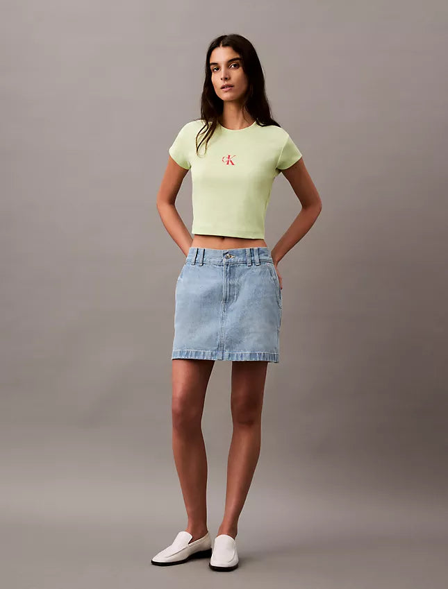Calvin Klein Monogram Logo Ribbed Baby Tee