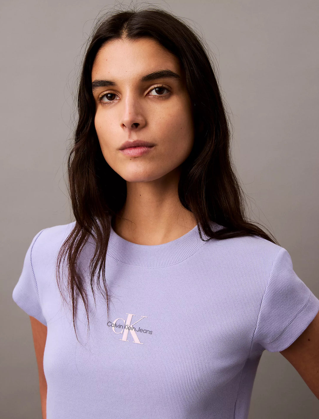 Calvin Klein Monogram Logo Ribbed Baby Tee