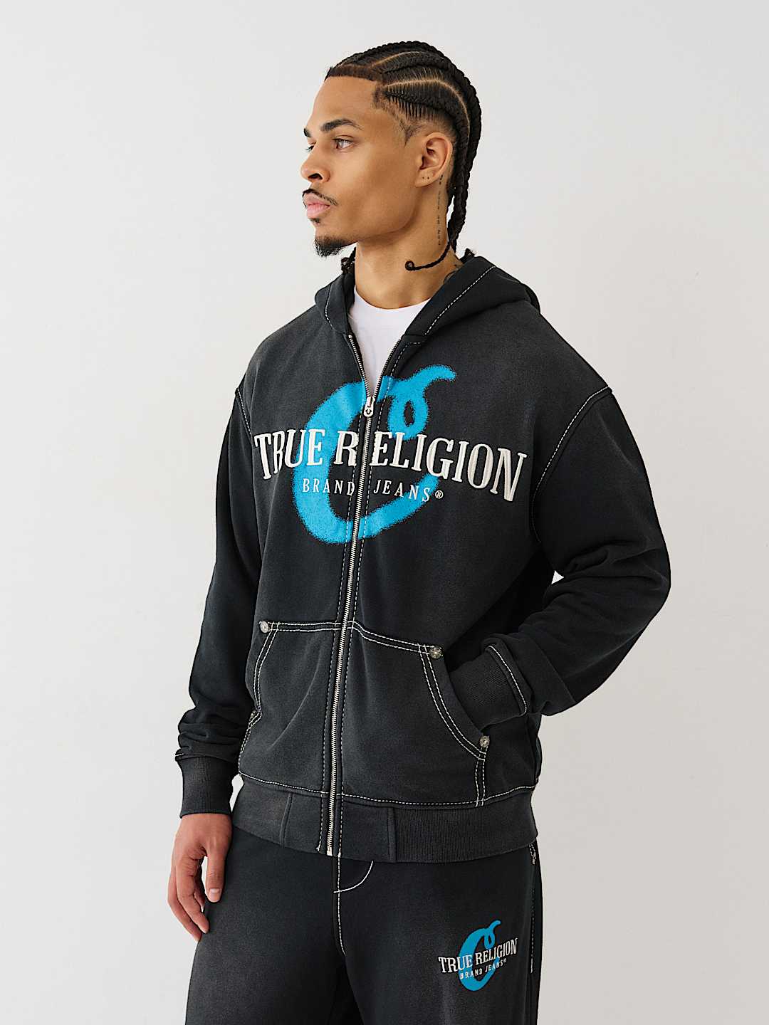 True Religion TRUE RELIGION X COOKIES EMBROIDERED ZIP HOODIE