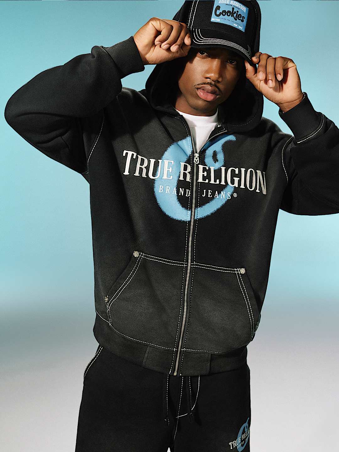 True Religion TRUE RELIGION X COOKIES EMBROIDERED ZIP HOODIE