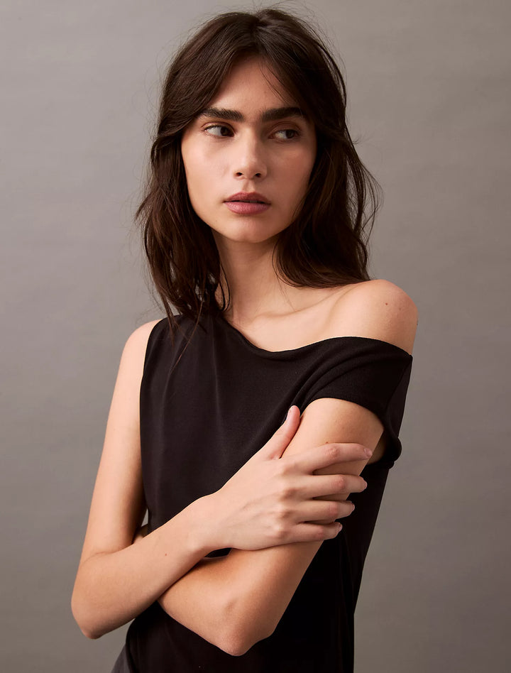Calvin Klein Crepe Jersey Asymmetric T-Shirt