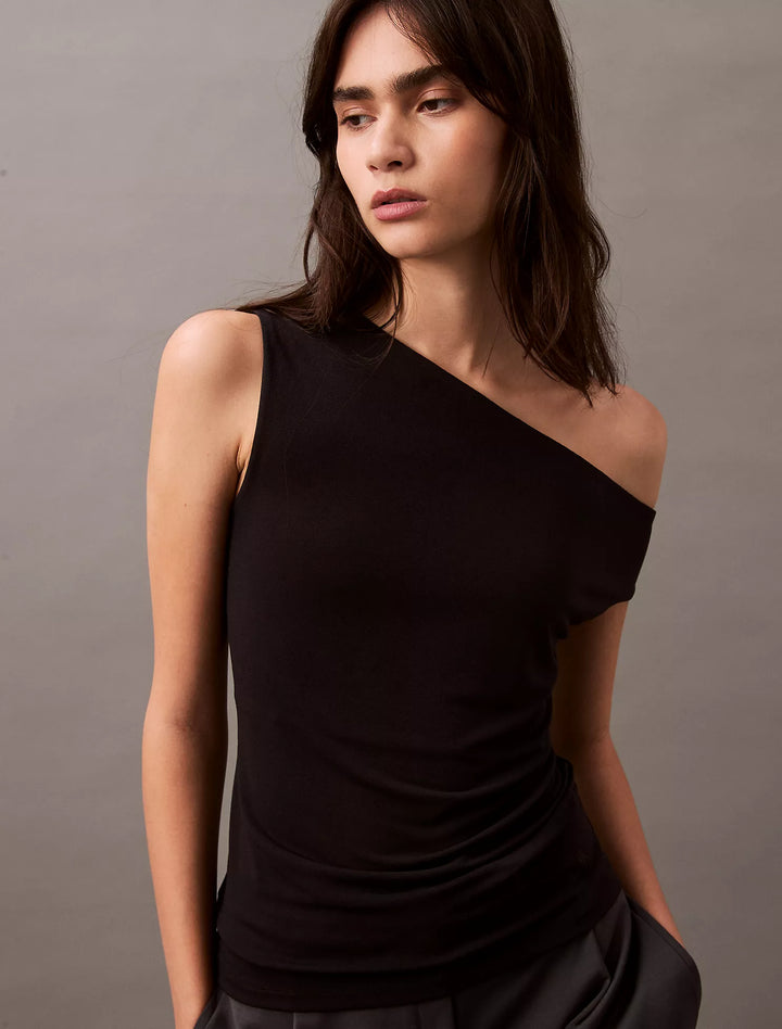 Calvin Klein Crepe Jersey Asymmetric T-Shirt