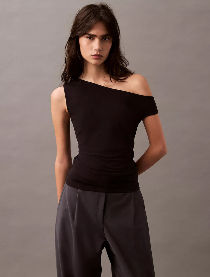 Calvin Klein Crepe Jersey Asymmetric T-Shirt