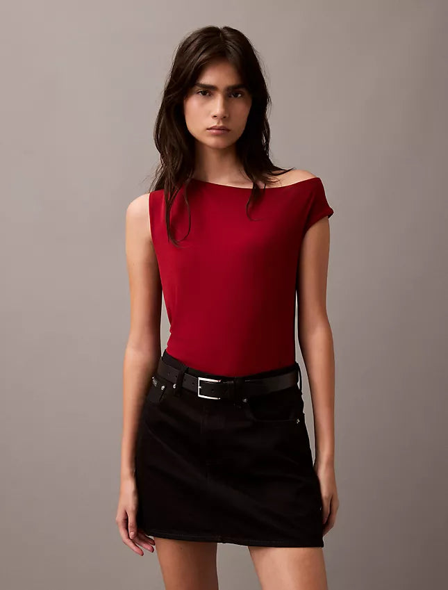 Calvin Klein Crepe Jersey Asymmetric T-Shirt