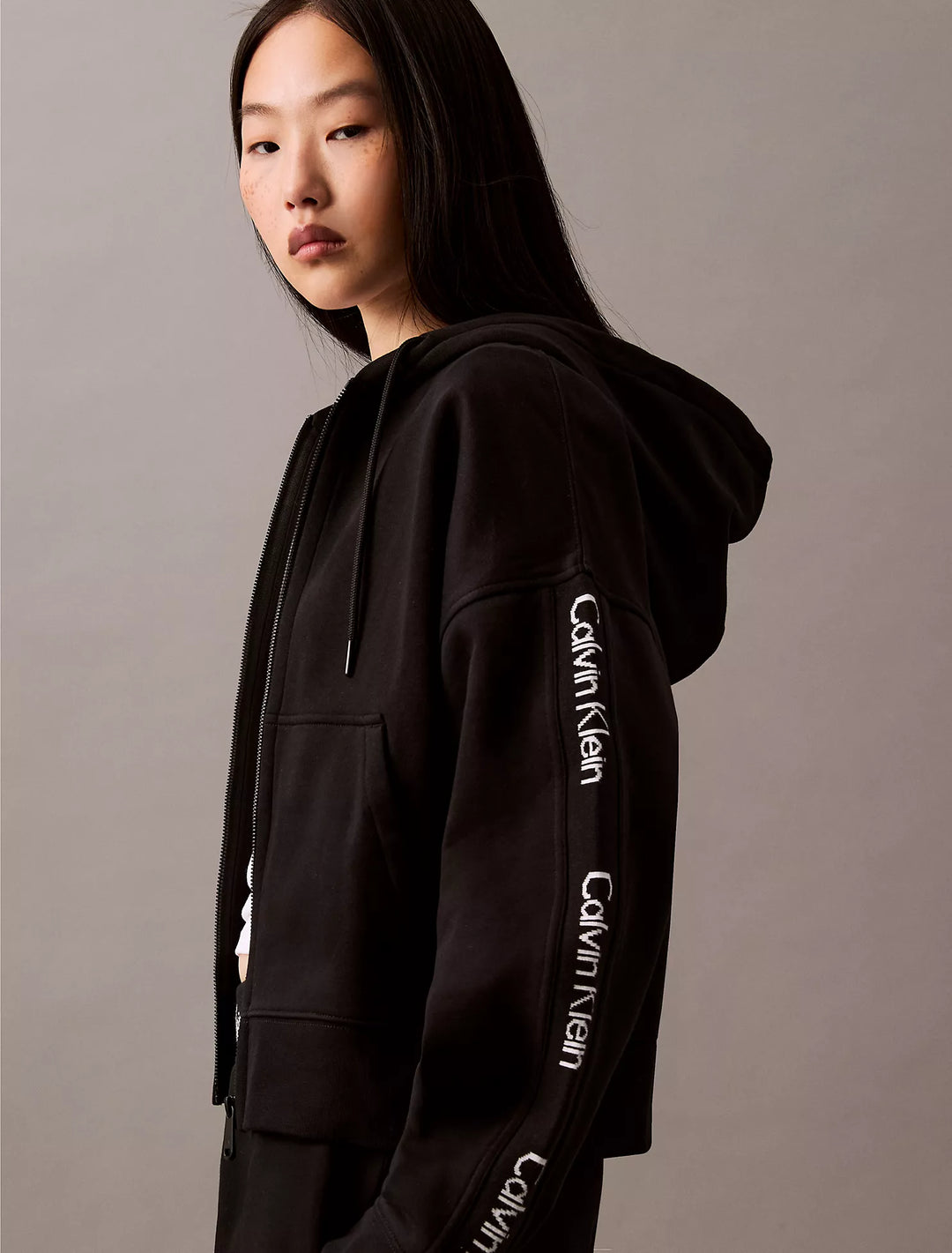 Calvin Klein Logo Tape Fleece Zip Hoodie