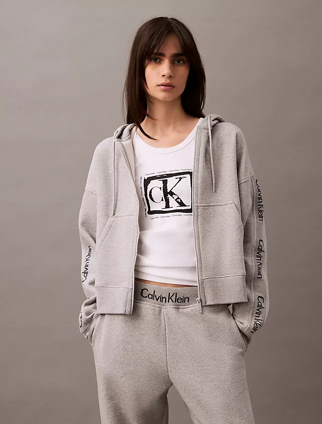 Calvin Klein Logo Tape Fleece Zip Hoodie