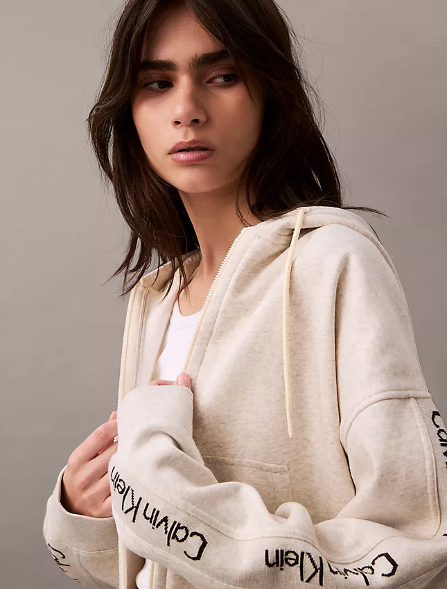 Calvin Klein Logo Tape Fleece Zip Hoodie